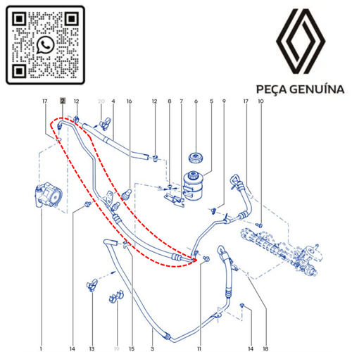 RN 742209 8200742209 MANGUEIRA DE PRESSAO DA DIRE€AO LOGANSANDERO 1.6 16V 07-14 - 5